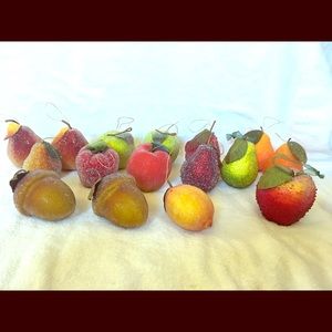 Set of 16 Sparkle Fruit Ornaments